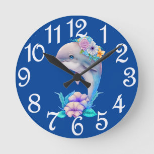 Baby Dolphin Runde Wanduhr