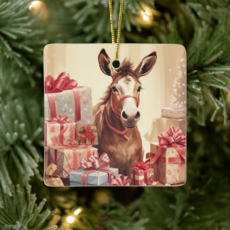 Baby Donkey Familie Ornament, Esel Liebhaber Gesch Keramikornament