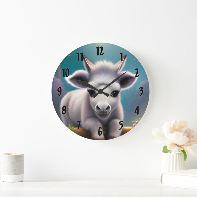 Baby Donkey Große Wanduhr (Zuhause)