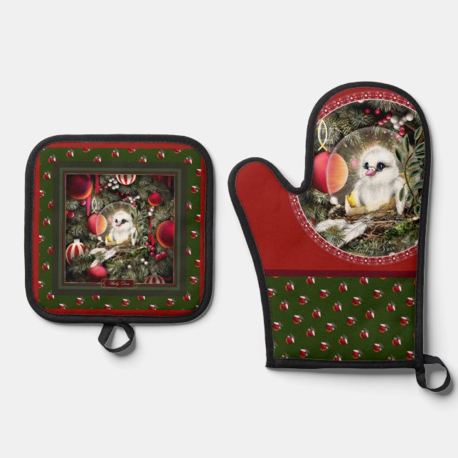 Baby Dove Ofenhandschuh & Topflappen-Set (Vorderseite)