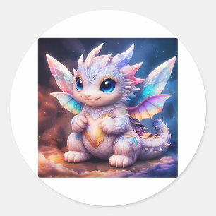 Baby-Drache Weiße Feenflügel Aufkleber