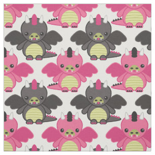Baby-Drachen - rosa u. schwarzes Muster Stoff