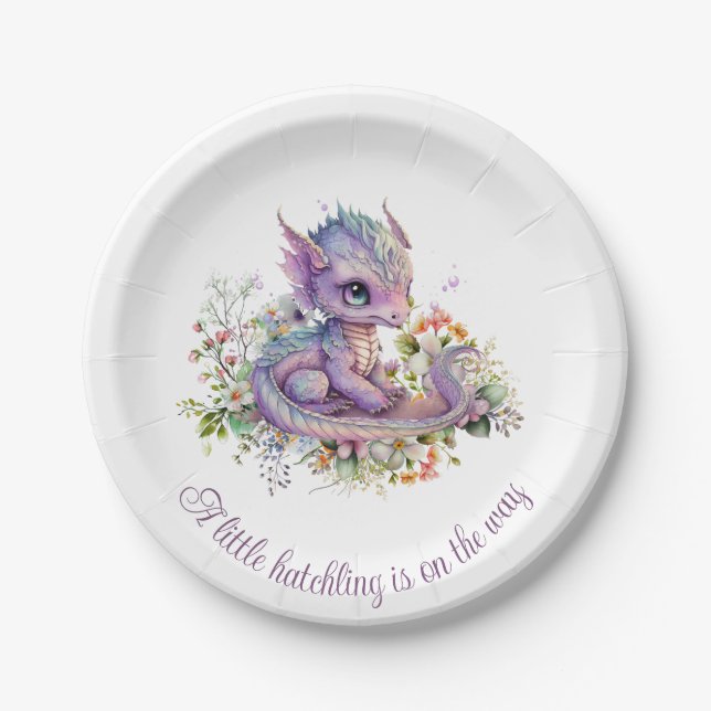 Baby Dragon Baby Shower Pappteller (Vorderseite)