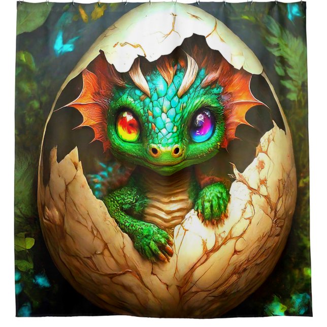 Baby Dragon Duschvorhang (Vorderseite)
