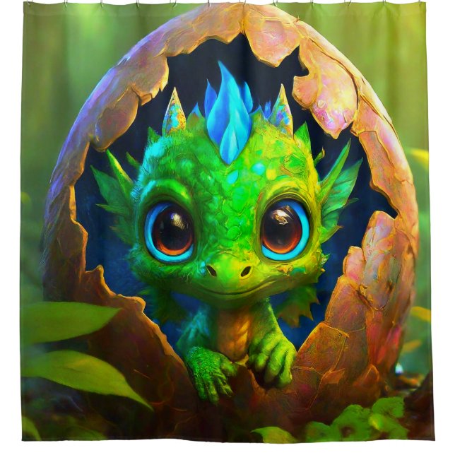Baby Dragon Duschvorhang (Vorderseite)