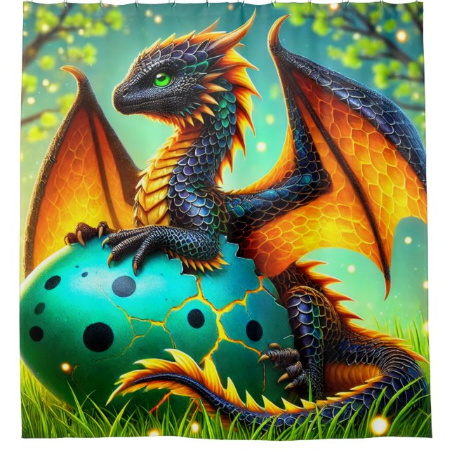 Baby Dragon Duschvorhang (Vorderseite)