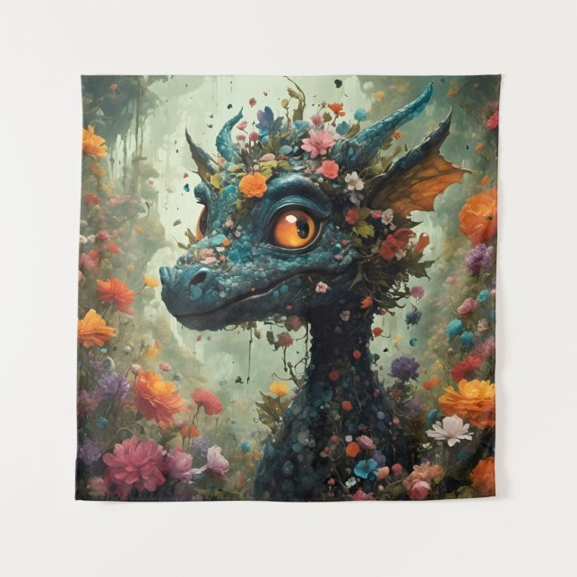 Baby Dragon Fantasy Wandteppich (Vorderseite)