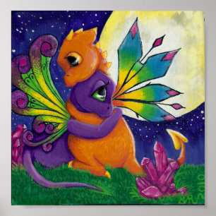 Baby Dragon Fee umarmen Paar kuddle night Liebe Poster