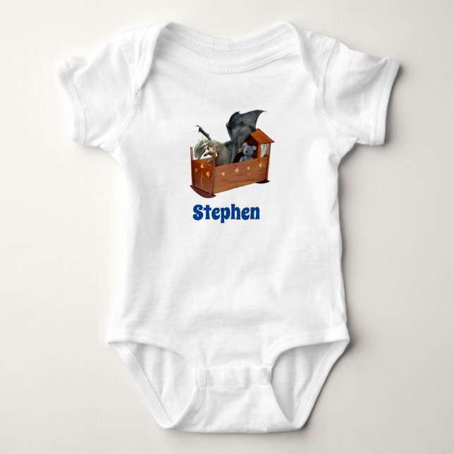 Baby Dragon in der Wiege Personalisiert Strampler (Vorderseite)
