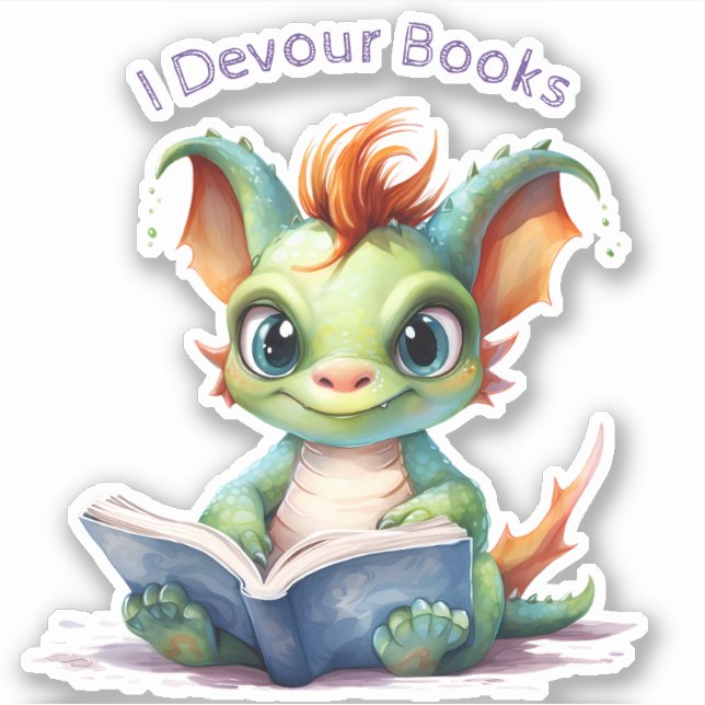 *~* Baby Dragon lesen - I DEVOUR AP88 BÜCHER Aufkleber (Vorderseite)
