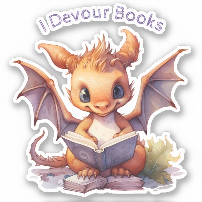 *~* Baby Dragon LESEN - I DEVOUR BÜCHER AP88 Aufkleber (Vorderseite)