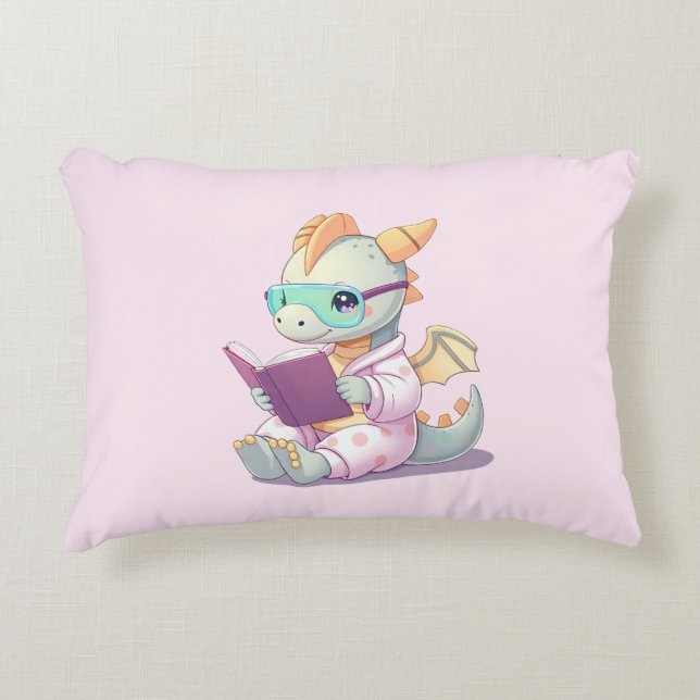 Baby Dragon liest ein Buch Dekokissen (Vorderseite)