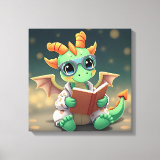 Baby Dragon liest ein Buch Leinwanddruck