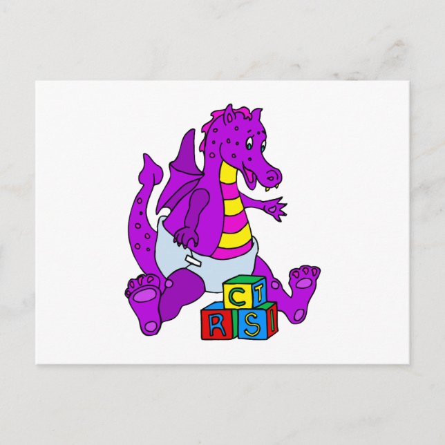Baby Dragon mit Blocks Postkarte (Vorderseite)