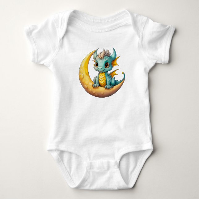 Baby Dragon on the Moon – Fantasy Design for Littl Strampler (Vorderseite)