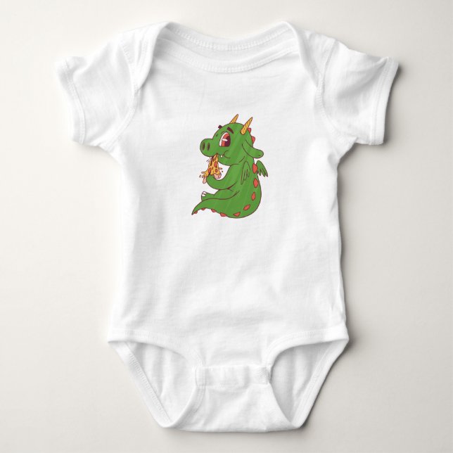 Baby Dragon Pizza Strampler (Vorderseite)