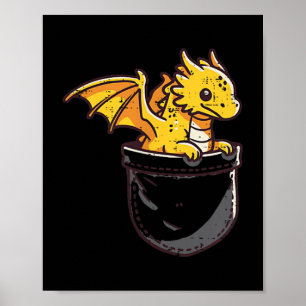 Baby Dragon Pocket Niedliche Fantasie Mythische Ki Poster