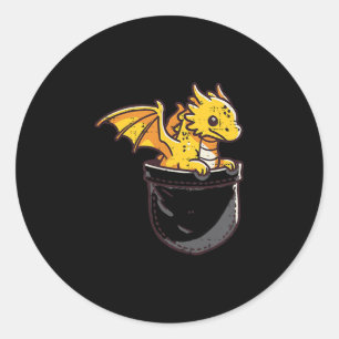 Baby Dragon Pocket Niedliche Fantasie Mythische Ki Runder Aufkleber