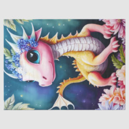 Baby Dragon Space Blumen Art Seidenpapier