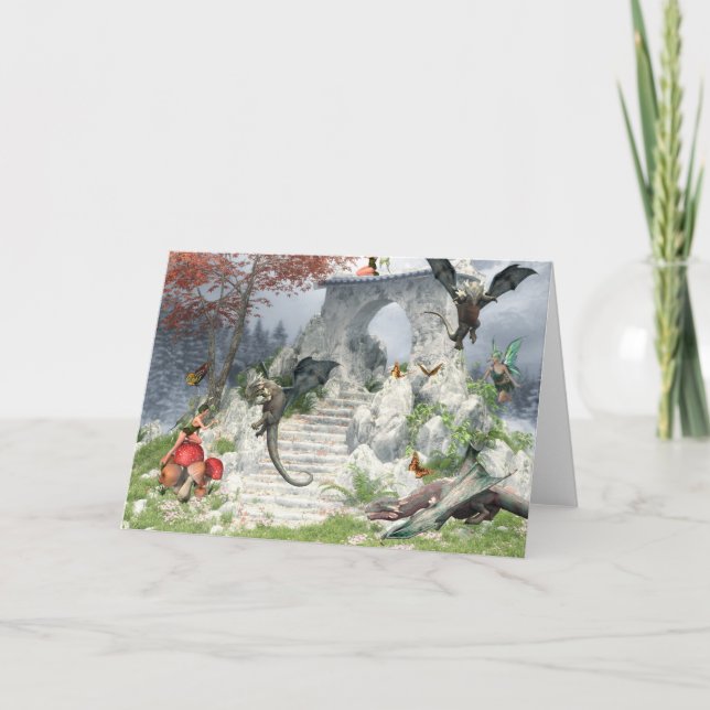 Baby Dragons and Fairies Fantasy Karte (Vorderseite)