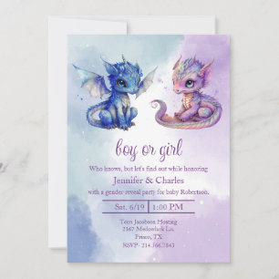 Baby Dragons Gender Reveal Party Einladung