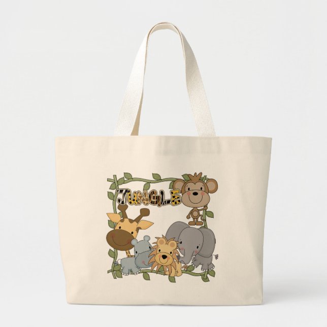Baby-Dschungel-Tier-T-Shirts und Geschenke Jumbo Stoffbeutel (Vorne)