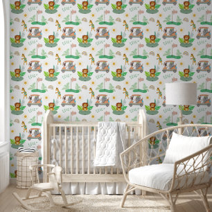 Baby-Dschungeltiere Boho-Farben Golfen Tapete