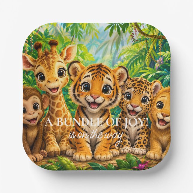 Baby-Dschungeltiere Pappteller (Vorderseite)