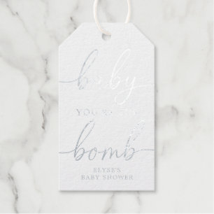 Baby Du bist die Bombe Silver Foil Gefallen Tag Geschenkanhänger