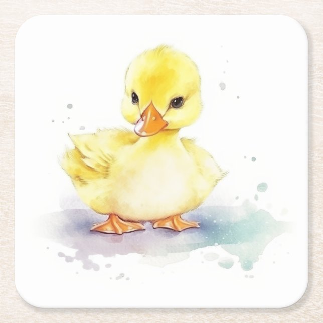 Baby Duck 2 Watercolor Paper Untersetzer (Vorderseite)