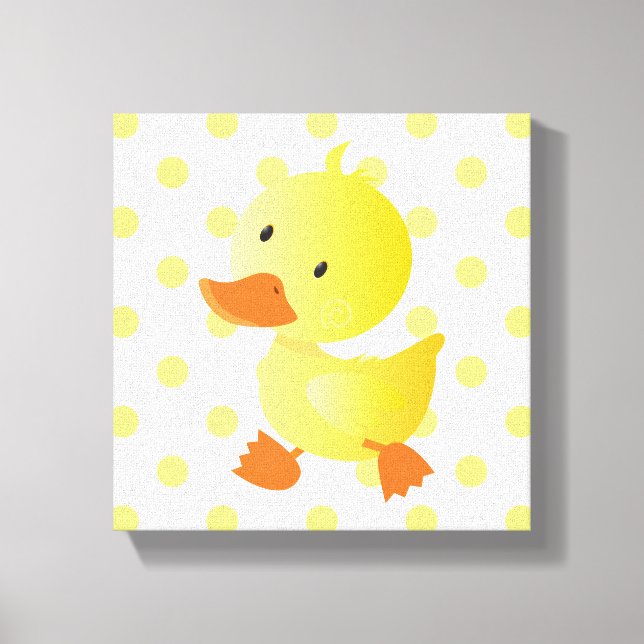 Baby Duck Polka Dots Kinderzimmer Art Leinwanddruck (Vorderseite)