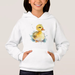 Baby Duck Watercolor Girl's Pullover Hoodie
