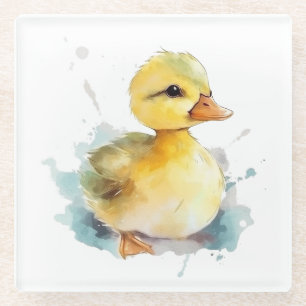 Baby Duck Watercolor Glass Untersetzer
