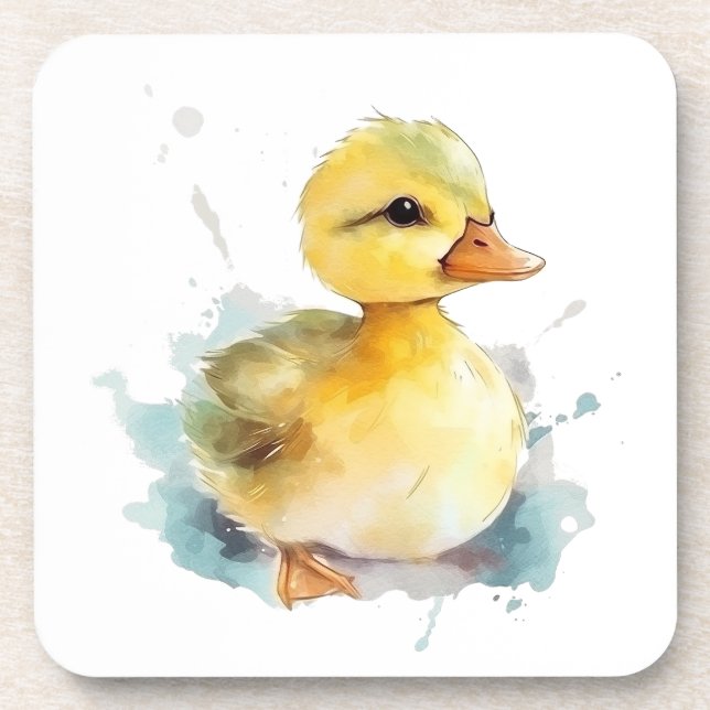 Baby Duck Watercolor Hard Plastic Untersetzer (Vorderseite)