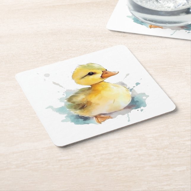 Baby Duck Watercolor Paper Untersetzer (angewinkelt)