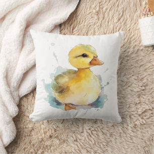 Baby Duck Watercolor Throw Kissen