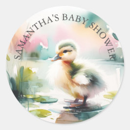Baby Duck Watercolor Vielen Dank Runder Aufkleber