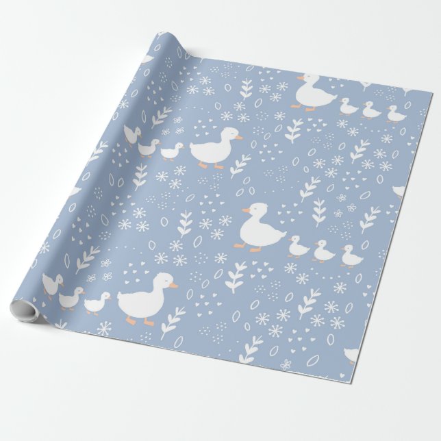 Baby Duckling Wrapping Paper in blau Geschenkpapier (Ungerollt)