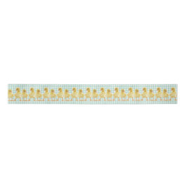 Baby Ducks on Green Gingham Satinband