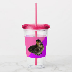 Baby Ducks on Pink Raspberry and Purple Sorbet Acryltrinkbecher
