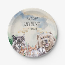 Baby Dusche Adorable Woodland Tiere Wasserfarbe Pappteller
