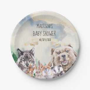 Baby Dusche Adorable Woodland Tiere Wasserfarbe Pappteller