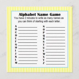 Baby Dusche Alphabet Name Spiel BINGO Gelb & Blau Einladung