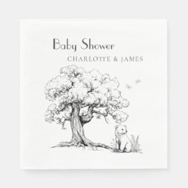 Baby-Dusche aus schwarzem und weißem Wald Serviette