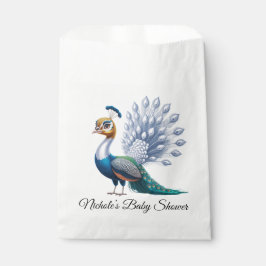 Baby-Dusche aus weißem und goldfarbenem Pfau Geschenktütchen