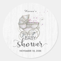 Baby-Dusche aus Weißholz und Vintagem Carriage