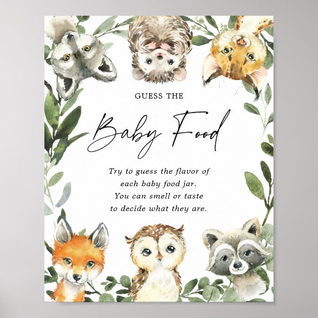 Baby-Dusche aus Woodland schätzt das Baby-Food-Zei Poster (Vorne)
