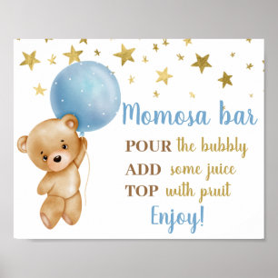 Baby Dusche Bear Momosa Zeichen Poster
