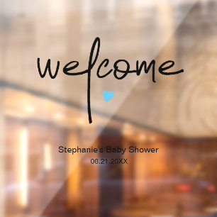 Baby Dusche Begrüßungszeichen Tiny Blue Heart Fensteraufkleber