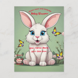 Baby Dusche Big Blue Eyes Bunny Rabbit Einladungspostkarte